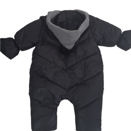 Enterito parka con gorrito Pompom de lana Gris Zapallito Negro S (3-6m)