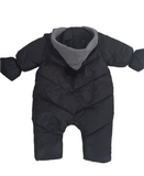 Enterito parka con gorrito Pompom de lana Gris Zapallito Negro S (3-6m)