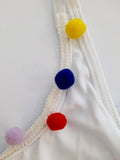 Bikini Pechera Blanca con Pompones de Colores - ZAPALLITO