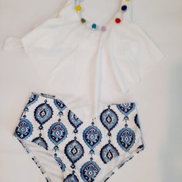 Bikini Pechera Blanca con Pompones de Colores - ZAPALLITO