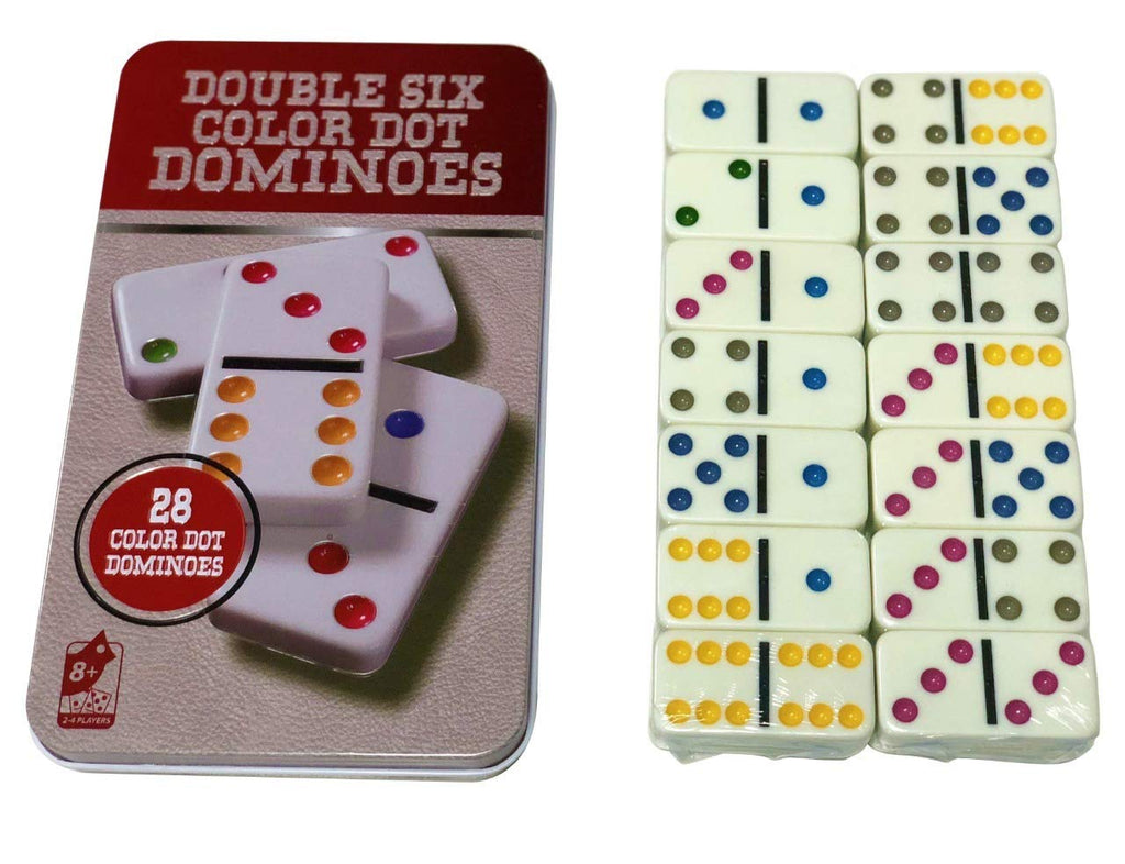 Juego De Mesa Dominoes Double Six Color - Dot Geoz - Caja Grande 28 Unidades