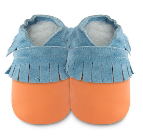 Zapatos Shooshoos Mocs Naranjo con Azul