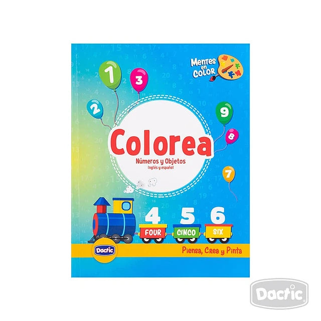 Libro para colorear - Colorea Números y Objetos- inglés/ español DACTIC